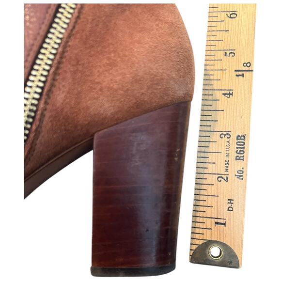 Lucchese Britta Bootie Redwood Leather Suede Ankle Boots Block Heel Women’s 9B - Picture 9 of 11